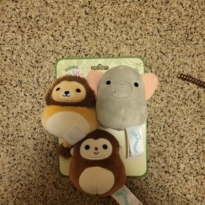 Squishmallow squeaker dog toy Emma elephant, Francis lion, Millie monkey 4 inch
